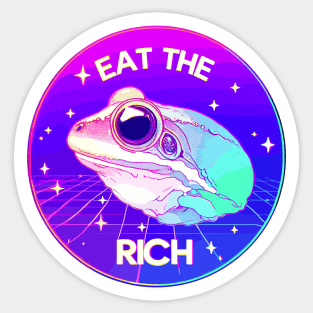 Purple Psychedelic Eat the Rich Frog Sticker